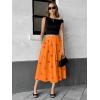 image:imagechouyatou Womens Retro Polka Dot Pleated Skirt High Elastic Waist Flowy Swing Party Midi Long Skirt with PocketsOrange