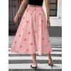 image:imagechouyatou Womens Retro Polka Dot Pleated Skirt High Elastic Waist Flowy Swing Party Midi Long Skirt with PocketsPink