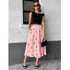 image:imagechouyatou Womens Retro Polka Dot Pleated Skirt High Elastic Waist Flowy Swing Party Midi Long Skirt with PocketsPink