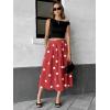 image:imagechouyatou Womens Retro Polka Dot Pleated Skirt High Elastic Waist Flowy Swing Party Midi Long Skirt with PocketsRed