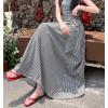 image:imagechouyatou Womens Sexy Tie Knot Plaid Maxi Skirt Back Smocked Waist Pleated Swing Long Skirt with PocketsBlack