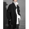 image:imagechouyatou Womens Stand Collar Loose Fit Wool Coat Button Down Dressy Winter Warm Trench Coat OuterwearBlack