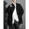 image:imagechouyatou Womens Stand Collar Loose Fit Wool Coat Button Down Dressy Winter Warm Trench Coat OuterwearBlack
