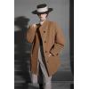 image:imagechouyatou Womens Stand Collar Loose Fit Wool Coat Button Down Dressy Winter Warm Trench Coat OuterwearBrown