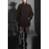 image:imagechouyatou Womens Stand Collar Loose Fit Wool Coat Button Down Dressy Winter Warm Trench Coat OuterwearCoffee