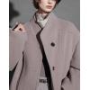 image:imagechouyatou Womens Stand Collar Loose Fit Wool Coat Button Down Dressy Winter Warm Trench Coat OuterwearLight Coffee