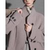 image:imagechouyatou Womens Stand Collar Loose Fit Wool Coat Button Down Dressy Winter Warm Trench Coat OuterwearLight Coffee