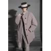 image:imagechouyatou Womens Stand Collar Loose Fit Wool Coat Button Down Dressy Winter Warm Trench Coat OuterwearLight Coffee
