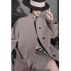 image:imagechouyatou Womens Stand Collar Loose Fit Wool Coat Button Down Dressy Winter Warm Trench Coat OuterwearLight Coffee