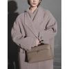 image:imagechouyatou Womens Stand Collar Loose Fit Wool Coat Button Down Dressy Winter Warm Trench Coat OuterwearLight Coffee
