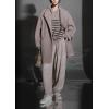 image:imagechouyatou Womens Stand Collar Loose Fit Wool Coat Button Down Dressy Winter Warm Trench Coat OuterwearLight Coffee