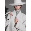 image:imagechouyatou Womens Stand Collar Loose Fit Wool Coat Button Down Dressy Winter Warm Trench Coat OuterwearWhite