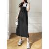 image:imagechouyatou Womens Summer Loose Denim Overall Dress Casual Adjustable Strap ALine Midi Jean DressBlack