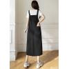 image:imagechouyatou Womens Summer Loose Denim Overall Dress Casual Adjustable Strap ALine Midi Jean DressBlack