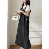 image:imagechouyatou Womens Summer Loose Denim Overall Dress Casual Adjustable Strap ALine Midi Jean DressBlack