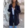 image:imagechouyatou Womens Vintage Cable Knit Sleeve Wool Coat Single Breasted Wool Blend Mid Long Pea Coat OvercoatBlack