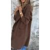 image:imagechouyatou Womens Vintage Cable Knit Sleeve Wool Coat Single Breasted Wool Blend Mid Long Pea Coat OvercoatKhaki
