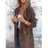 image:imagechouyatou Womens Vintage Cable Knit Sleeve Wool Coat Single Breasted Wool Blend Mid Long Pea Coat OvercoatKhaki