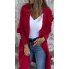 image:imagechouyatou Womens Vintage Cable Knit Sleeve Wool Coat Single Breasted Wool Blend Mid Long Pea Coat OvercoatRed
