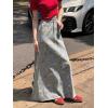 image:imagechouyatou Womens Vintage Floral Printed Denim Skirt High Waist Y2K A Line Flare Maxi Long Jean SkirtBlue