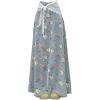 image:imagechouyatou Womens Vintage Floral Printed Denim Skirt High Waist Y2K A Line Flare Maxi Long Jean SkirtBlue