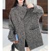 image:imagechouyatou Womens Vintage Lapel Herringbone Wool Coat Single Breasted Mid Long Trench Pea Coat Outerwear JacketDark Gray