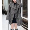 image:imagechouyatou Womens Vintage Lapel Herringbone Wool Coat Single Breasted Mid Long Trench Pea Coat Outerwear JacketDark Gray