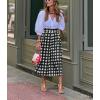 image:imagechouyatou Womens Vintage Plaid Checkered A Line Skirt Casual High Waisted Midi Long Skirt with PocketsBlack