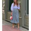 image:imagechouyatou Womens Vintage Plaid Checkered A Line Skirt Casual High Waisted Midi Long Skirt with PocketsBlue