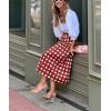 image:imagechouyatou Womens Vintage Plaid Checkered A Line Skirt Casual High Waisted Midi Long Skirt with PocketsRed