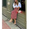 image:imagechouyatou Womens Vintage Plaid Checkered A Line Skirt Casual High Waisted Midi Long Skirt with PocketsRed
