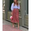 image:imagechouyatou Womens Vintage Plaid Checkered A Line Skirt Casual High Waisted Midi Long Skirt with PocketsRed