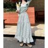 image:imagechouyatou Womens Vintage Plaid Ruffle Skirt High Elastic Waist A Line Swing Pleated Long SkirtGreen