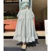 image:imagechouyatou Womens Vintage Plaid Ruffle Skirt High Elastic Waist A Line Swing Pleated Long SkirtGreen