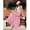 image:imagechouyatou Womens Vintage Plaid Ruffle Skirt High Elastic Waist A Line Swing Pleated Long SkirtPink