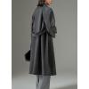 image:imagechouyatou Womens Winter Business Casual Midi Long Wool Coat Long Sleeve Wool Trench Pea Coat with BeltDark Grey