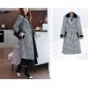 image:imagechouyatou Womens Winter Double Breasted Plaid Wool Coat Casual Fall Houndstooth Long Pea Coat OvercoatBlack