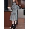 image:imagechouyatou Womens Winter Double Breasted Plaid Wool Coat Casual Fall Houndstooth Long Pea Coat OvercoatBlack