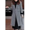 image:imagechouyatou Womens Winter Double Breasted Plaid Wool Coat Casual Fall Houndstooth Long Pea Coat OvercoatBlack