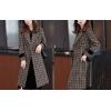 image:imagechouyatou Womens Winter Double Breasted Plaid Wool Coat Casual Fall Houndstooth Long Pea Coat OvercoatBrown
