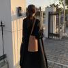 image:imagechouyatou Womens Winter Wool Trench Coat Button Down Lapel Collar Winter Warm Maxi Long Overcoat with BeltBlack