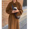 image:imagechouyatou Womens Winter Wool Trench Coat Button Down Lapel Collar Winter Warm Maxi Long Overcoat with BeltBrown