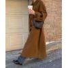 image:imagechouyatou Womens Winter Wool Trench Coat Button Down Lapel Collar Winter Warm Maxi Long Overcoat with BeltBrown