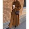 image:imagechouyatou Womens Winter Wool Trench Coat Button Down Lapel Collar Winter Warm Maxi Long Overcoat with BeltBrown