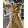 image:imagechouyatou Womens Winter Wool Trench Coat Button Down Lapel Collar Winter Warm Maxi Long Overcoat with BeltKhaki