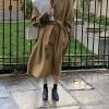 image:imagechouyatou Womens Winter Wool Trench Coat Button Down Lapel Collar Winter Warm Maxi Long Overcoat with BeltKhaki
