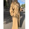 image:imagechouyatou Womens Winter Wool Trench Coat Button Down Lapel Collar Winter Warm Maxi Long Overcoat with BeltKhaki