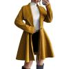 image:imageCHOUYATOU Womens Elegant Double Breasted Wool Coat Notched Lapel Mid Long Pea Coat OvercoatYellow