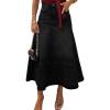 image:imageCHOUYATOU Womens Retro High Waist Jean Skirt Distressed Casual ALine Midi Long Denim Skirt with PocketBlack