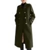 image:imagechouyatou Women Trendy Wool Pea Coat Double Breasted Dressy Trench Coat Winter Mid Long Overcoat with BeltArmy Green
